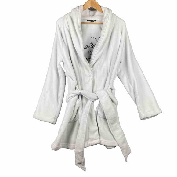 Victoria's Secret Plush Bath Robe White Size ML Medium Large Plush Mid Length - Picture 2 of 14